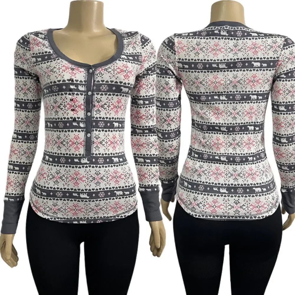 Victoria’s Secret Fireside thermal long Jane long sleeve cozy pajama top Xs
